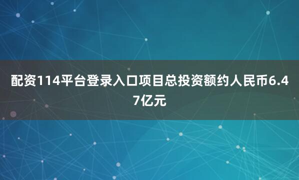 配资114平台登录入口项目总投资额约人民币6.47亿元